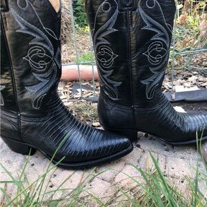 El General Western Teju Lizard Leather Boots Size W-8  M-6.5